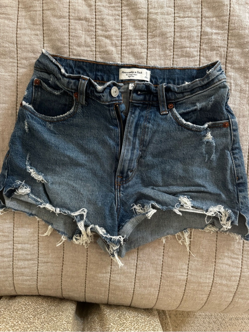 Abercrombie & Fitch Distressed Blue Denim Cutoff Shorts high rise